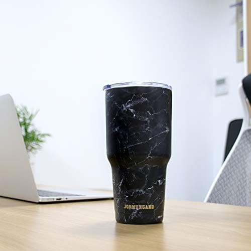 Jormungand 30 oz Tumbler Stainless Steel Vacuum Insulated Travel Mug with Leak Proof Lid Double Wall Coffee Cup Water Bottle for Cold Beverages 30oz Tumbler Marble Black