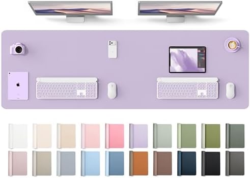 YSAGi Leather Desk Protector, Office Mat, Large Mouse Mat, Non-Slip PU Leather Blotter, Laptop Desk Mat, Waterproof Writing Pad for Office and Home(Light Purple, 63" x 17.2")
