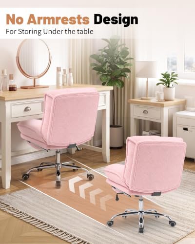 Criss Cross Office Chair, Cross Legged Armless Chair with Footrest