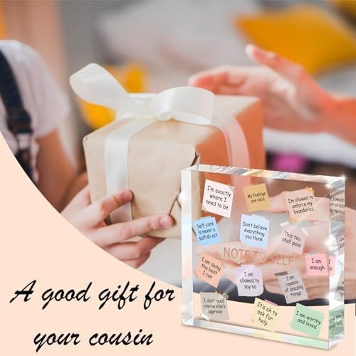 Inspirational Desk Decoration - 4x4" Acrylic with Inspirational Quotes, Perfect for Dorms and Offices, Daily Positive Affirmations, Therapist Room Decor, Positive Workspace Sign, and Wellness Gift