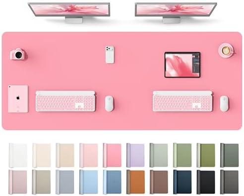 YSAGi Leather Desk Protector, Office Mat, Large Mouse Mat, Non-Slip PU Leather Blotter, Laptop Desk Mat, Waterproof Writing Pad for Office and Home(Pink, 63" x 24")