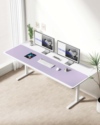 YSAGi Leather Desk Protector, Office Mat, Large Mouse Mat, Non-Slip PU Leather Blotter, Laptop Desk Mat, Waterproof Writing Pad for Office and Home(Light Purple, 63" x 17.2")