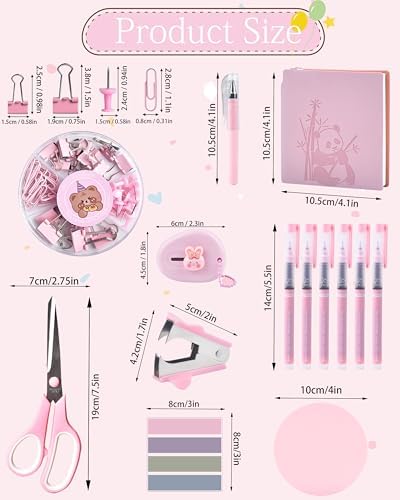 Pink Desk Accessories and Organizers with Desk Organizer and 360°Rotating Pen Holder stapler Pen and a Lot of Office Pink Office Supplies Beautifully Presented in a Gift Box