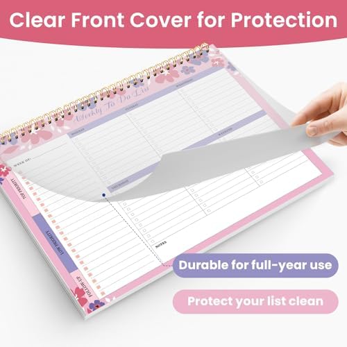 Weekly To Do List Notepad with 52 Undated Sheets（8.5"×11"）- Undated Weekly Planner Notepad for Office Desk Accessories and Supplies - Petal Pink