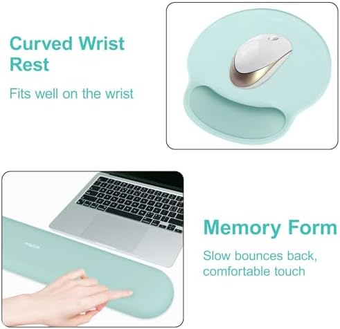 MOSISO Wrist Rest Support for Mouse Pad&Keyboard Set, Aquamarine