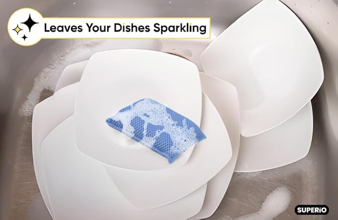 Microfiber Non-Scratch Dish & Kitchen Scrubber Heavy-Duty Household Cleaning Sponges, Multi-Purpose Cleaning Supplies for Dishes and Kitchens Pack of 9