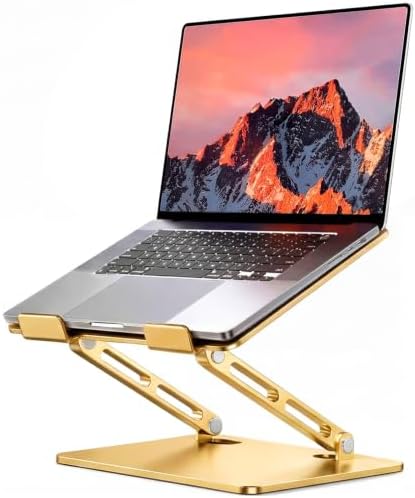 LOXP Aluminum Laptop Stand, Adjustable Laptop Stand for Desk Portable -Gold