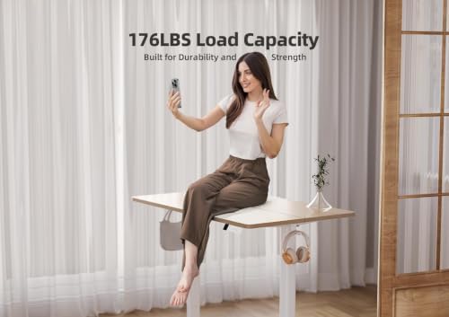 Claiks Electric Height Adjustable Standing Desk, 35x20 Inch, Nature