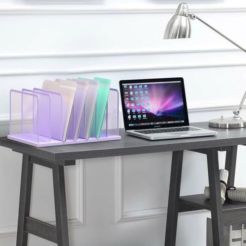 Kuntine.B 7-Section Upright Desk File Organizer Purple 1 Pack