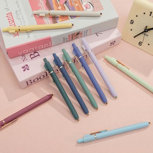 Linbsunne Gel Pens Black Ink Pens for Office 0.5mm Fine Point Pen Smooth Writing Retractable (Morandi-10 pcs)