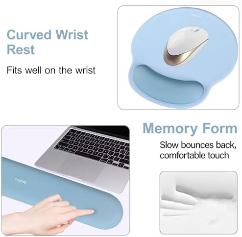MOSISO Wrist Rest Support for Mouse Pad&Keyboard Set, Air Blue