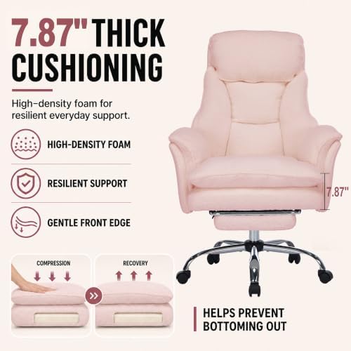 Criss Cross Office Chair with Wheels,Flip-Up Arms and Footrest, Pink