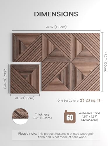 Fluxynara 6-Pack Large Felt Bulletin Board, Walnut Facet