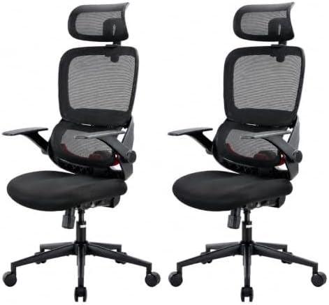 SIHOO B100 SE Office Chair, Desk Chair with Adaptive Lumbar Support & 2D Flip-up Armrests, 135° tilt Soft Memory Foam Erogonomic Chair for Home Office,Hold 300 LBS, 2 Packs, Jet Black