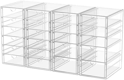 caktraie 4-Pack 22-Drawer Acrylic Storage & Makeup Organizer for Desk