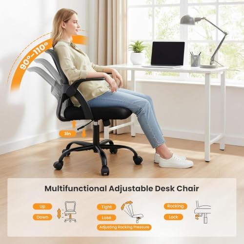 Sweetcrispy Computer Desk Chair, Home Office Chair, Lumbar Support, Black