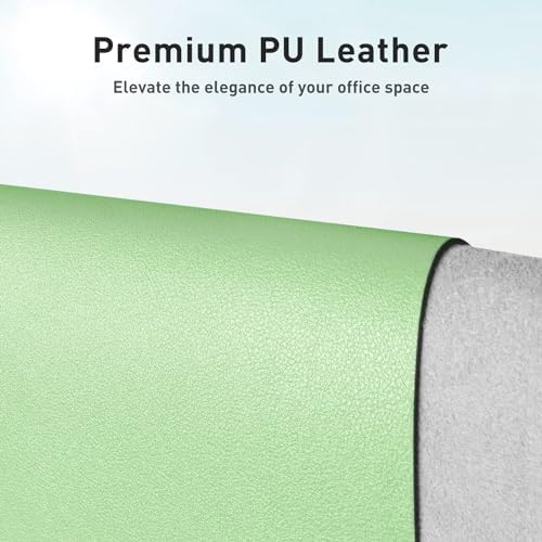 Aothia Leather Desk Pad Protector, Mouse Pad, Office Desk Mat, Non-Slip PU Leather Desk Blotter, Laptop Desk Pad, Waterproof Desk Writing Pad for Office and Home (31.5" x 15.7", Foam Green)
