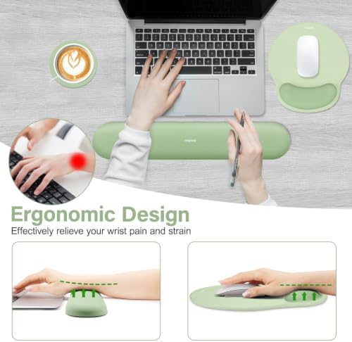 MOSISO Wrist Rest Support for Mouse Pad&Keyboard Set, Laurel Green