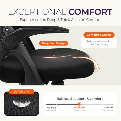 NEO CHAIR Office Desk Chair, Ergonomic Mesh with Flip-Up Arms, All Black