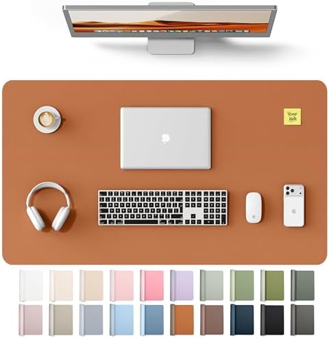 YSAGi Leather Desk Protector, Office Mat, Large Mouse Mat, Non-Slip PU Leather Blotter, Laptop Desk Mat, Waterproof Writing Pad for Office and Home(Brown, 40" x 24")