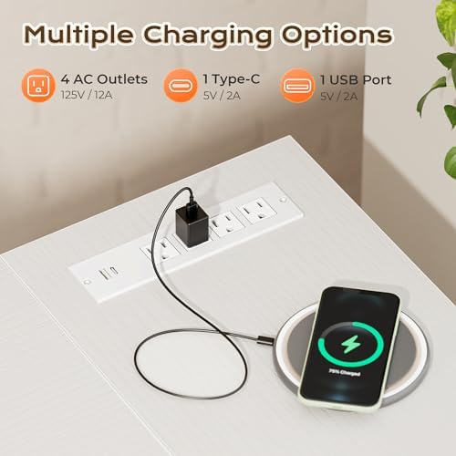 Huuger 63 Inch L Shaped Desk with Power Outlets & 0.95 Inch Thicker Desktop