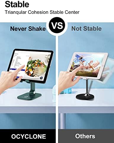 OCYCLONE Phone Stand, Adjustable Height and Angle Foldable Cell Phone Stand Holder for Desk, Taller iPhone Stand Compatible with 4.7"-13" Smartphones iPad Tablet, Green