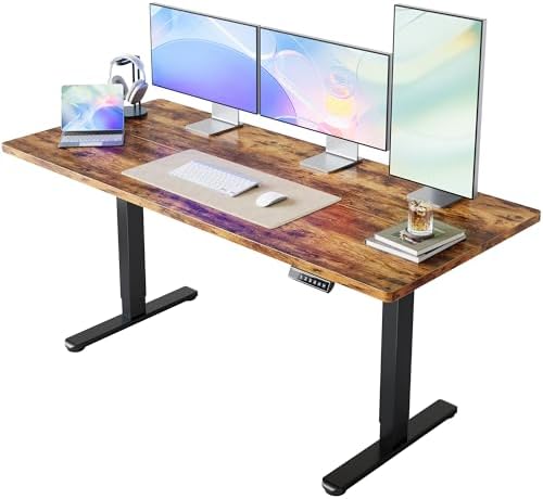 HUANUO 63x28 Inch Electric Standing Desk, Height Adjustable, Rustic Brown