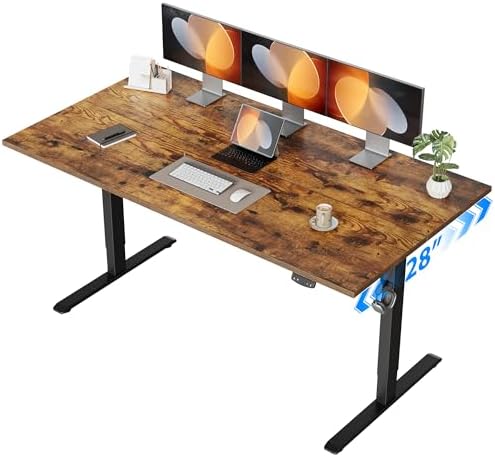 Agilestic 55*28 Inch Height Adjustable Electric Standing Desk, Rustic Brown