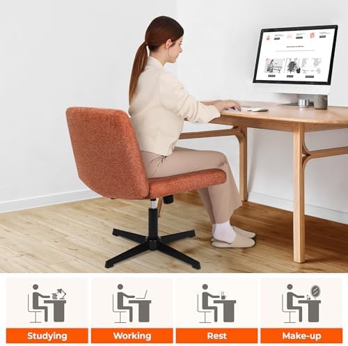 NEO CHAIR Criss Cross Chair with No Wheels, Cozy Wide Armless Seat, Brown