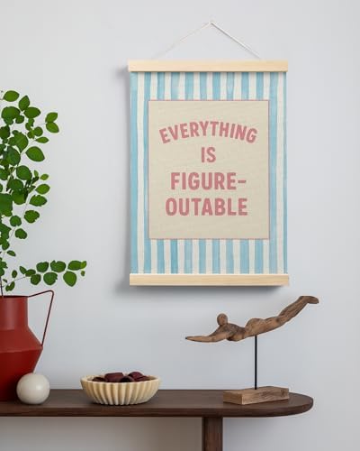 FGFK Preppy Pink and light Blue Everything Is Figureoutable Inspirational Framed hanging Canvas wall art Poster Prints office dorm room decor for women, Motivational posters decorations for home bedroom,12x16 Inch