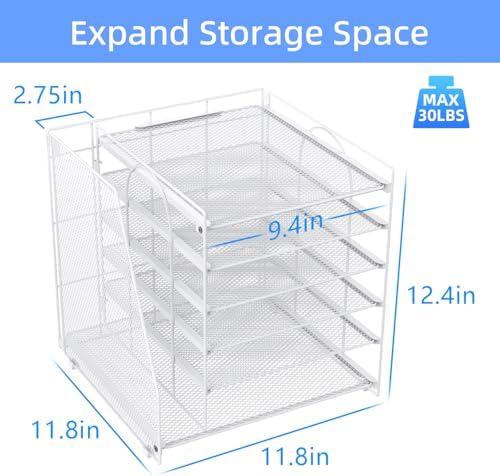 gianotter 6-Tier Paper Organizer With Magazine Holder, Desk Organizers and Accessories, Desk Accessories & Workspace Organizers, File Organizer for Office Supplies Storag (White, 6-Tier)