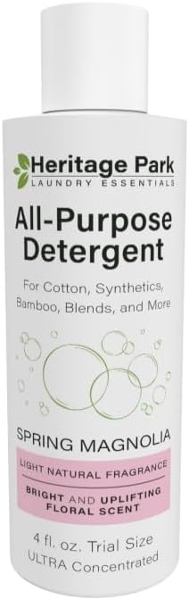 Heritage Park Luxury Laundry Detergent | Dermatologist Tested Plant based Natural & Enzyme Laundry Detergent | Sensitive Skin Friendly - Spring Magnolia (4 fl oz Trial Size)