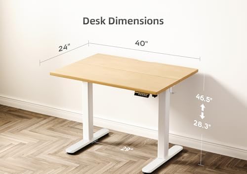 Claiks Electric Height Adjustable Standing Desk, 40x24 Inch, Bamboo