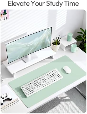 YSAGi Leather Desk Pad Protector, Office Desk Mat, Large Mouse Pad, Non-Slip PU Leather Desk Blotter, Laptop Desk Pad, Waterproof Desk Writing Pad for Office and Home (Pale Green,55" x 17.2")