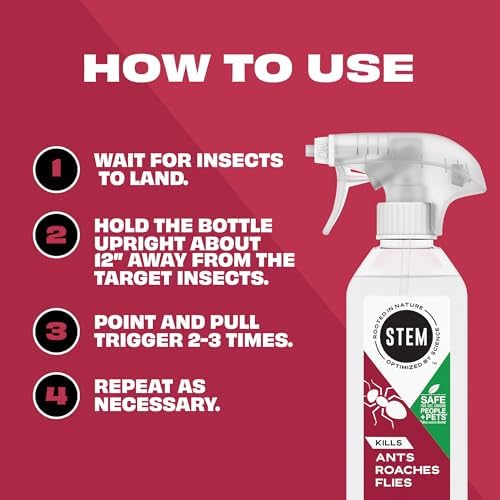 STEM Plant-Based Bug Spray, Ant, Roach, Fly Killer Indoor Outdoor, 12 oz