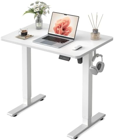 FEZIBO Standing Desk 32 × 19 Inch Electric Height Adjustable, White