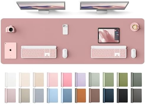 YSAGi Leather Desk Protector, Office Mat, Large Mouse Mat, Non-Slip PU Leather Blotter, Laptop Desk Mat, Waterproof Writing Pad for Office and Home(Pale Mauve, 63" x 17.2")