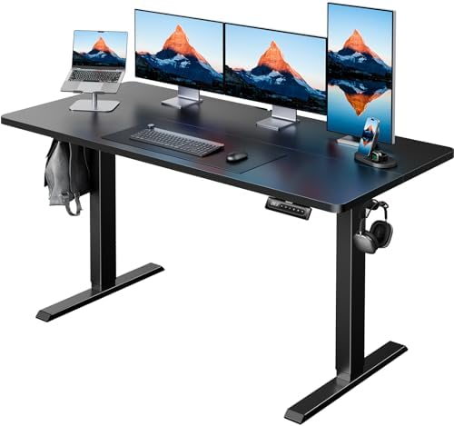 HUANUO 55x27 Inch Electric Standing Desk, Height Adjustable, Black