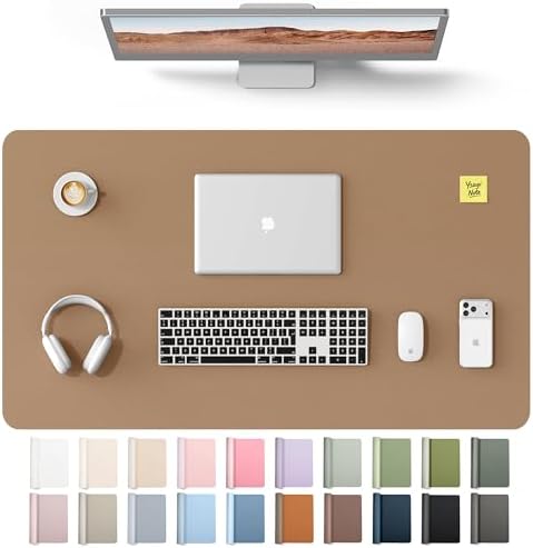 YSAGi Leather Desk Protector, Office Mat, Large Mouse Mat, Non-Slip PU Leather Blotter, Laptop Desk Mat, Waterproof Writing Pad for Office and Home(Khaki, 40" x 24")