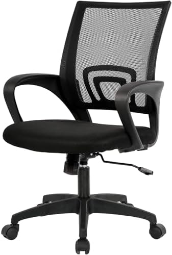BestOffice Ergonomic Office Chair | Mid-Back Swivel Desk Chair | Dark Black