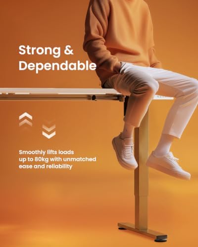ErGear Height Adjustable Electric Standing Desk, 32 x 19 Inches Sit Stand up Desk, Memory Computer Home Office Desk, White+Gold