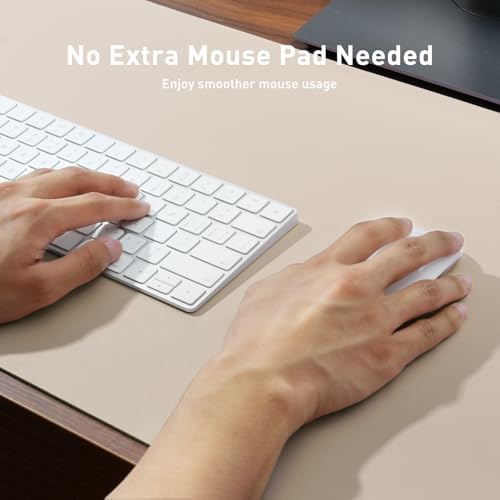 Aothia Faux Leather Desk Mat - Non-Slip PU Leather Desk Blotter, Waterproof Writing Surface, Large Desk Pad for Office & Home (Eggshell, 55" x 17")