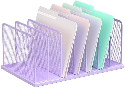 Kuntine.B 7-Section Upright Desk File Organizer Purple 1 Pack