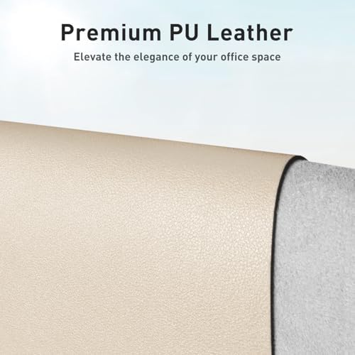 Aothia Faux Leather Desk Mat - Non-Slip PU Leather Desk Blotter, Waterproof Writing Surface, Large Desk Pad for Office & Home (Beige, 55" x 17")