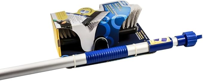 Camco Flow-Through Wash Brush with Push Button Telescoping Handle - Connect to Standard Water Hose to Clean Your Vehicle | Great for RV, Truck Boat and Car Washing - (41960)