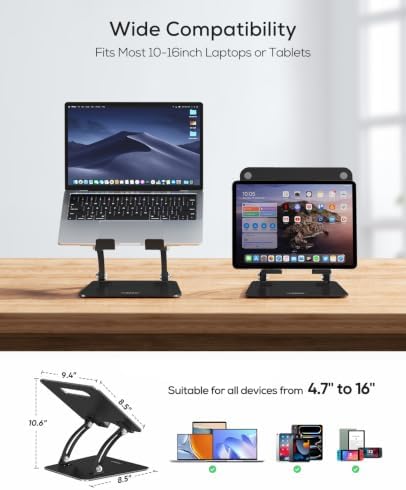 Nulaxy Fully Adjustable Laptop Stand for Desk, Dual Foldable Computer Riser
