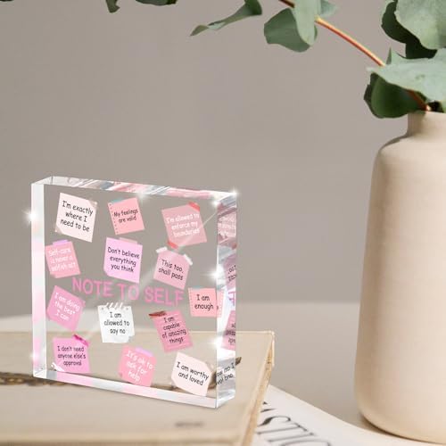 Female Desk Decor, 4x4 Inch Pink Acrylic, Motivational Quotes, Inspirational Desk Decor, Girls Dorm Must-Have, Positive Affirmation Gift for Women