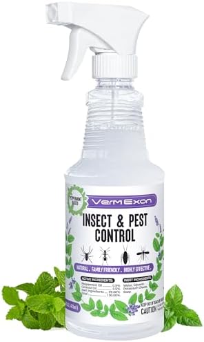 VermExon Peppermint Oil Insect & Pest Control Spray – 16oz Natural Plant-Based Bug Killer for Spiders, Ants, Flies, and Other Insects, Safe for Home & Kitchen Use