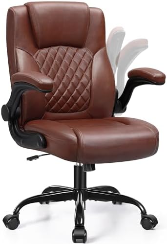 Leather Office Chair, PU Home Computer Desk Chairs with Ergonomic Back Support, 360°Swivel Free，Small Gaming Chair with Wheels and Adjustable Armrests, for Short People Use