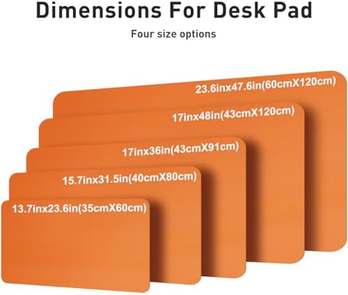 Aothia Faux Leather Desk Mat – Large Mouse Pad, Non-Slip PU Leather Blotter, Waterproof Writing Surface for Office and Home (Hermes Orange, 47.2" x 23.6")